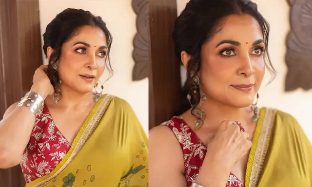 మస్టర్డ్ ఎల్లో శారీలో మెరిసిన రమ్యకృష్ణ.. చూపు తిప్పుకోలేరు!